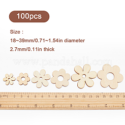 100 Stück Holzcabochons WOOD-SC0001-72