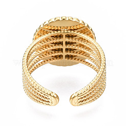 Offener Manschettenfingerring aus Edelstahl 304 mit Cabochon-Fassungen STAS-T060-06G
