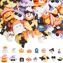 96 Stück 16 Stile Halloween Motiv opake Resin Decoden Cabochons CRES-SC0002-90