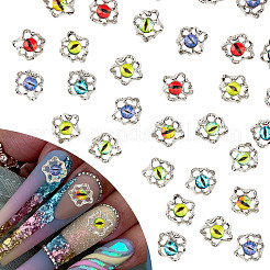 30 Stück 6 Farben Böse Augen Legierung Glas Cabochons MRMJ-GO0001-03