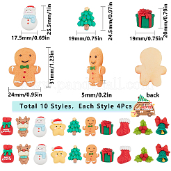 40 stücke 10 arten weihnachtsthema opake harz cabochons CRES-SC0002-57