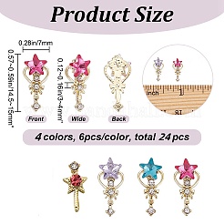 24 stücke 4 farben legierung strass cabochons MRMJ-CP0001-09