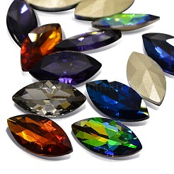 Facettierte Pferd Auge Glas wies zurück Strass cabochons RGLA-A011-13x27mm-SM