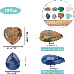 16 Stück Edelstein-Cabochons in 16 Stilen G-FH0001-44
