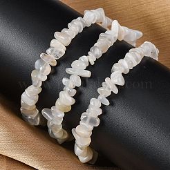 Natürlichen weißen Mondstein Stretch-Armbänder BJEW-JB03681-09
