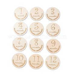 Flache runde Holzcabochons mit Monat WOOD-XCP0001-43
