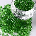 Runde Saatperlen, transparent, Runde, grün, 6/0, 4 mm, Bohrung: 1.5 mm, 4500 Perlen / Pfund SEED-A004-4mm-7