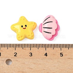 Cabochons aus undurchsichtigem Harz mit Meeresmotiven RESI-F056-03