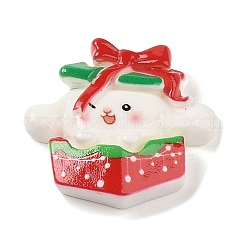 Weihnachtshasen Motiv opake Decoden Cabochons aus Kunstharz RESI-S397-01D