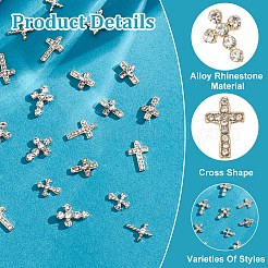 48 Stück 6 Stile Legierung Strass Kreuz Cabochons DIY-GO0002-01