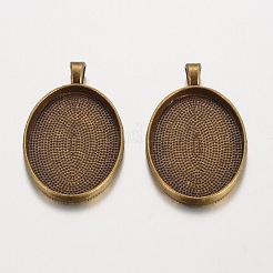 Oval tibetischer Stil Legierung Anhänger Fassungen PALLOY-K109-38AB-NR