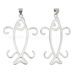 2 Stück rhodiniert 925 Sterling Silber 4 Krallen Zinken Anhänger Rohling Fischform Cabochon Fassungen FIND-GO0001-72