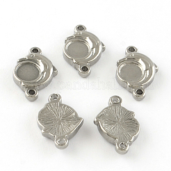 Anlaufgeschützte Delfin-Cabochon-Anschlussfassungen aus Edelstahl mit glatter Oberfläche X-STAS-R064-71