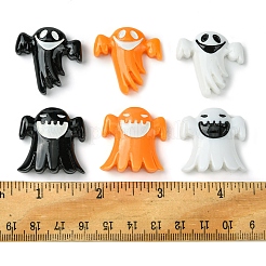 6 Stück 6 Stile Halloween opake Harz Decoden Cabochons CRES-FS0001-67