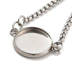 Anlaufgeschützte Armbänder aus 304 Edelstahl mit runder Cabochonfassung DIY-Z026-01B