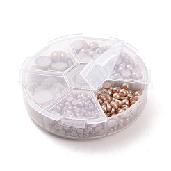 Perlkuppel-Cabochons aus Kunstleder mit 1 Box SACR-X0002-49-B