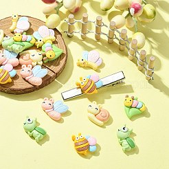 18 Stück 6 Stile aus undurchsichtigem Harz mit niedlichen Insekten-Cabochons RESI-YW0001-54