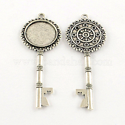 Tibetischer Stil Schlüssel Legierung Anhänger Fassungen TIBEP-S289-22AS-RS