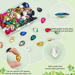 96 Stück 16 Farben Glas Strass Cabochons GLAA-FG0001-17
