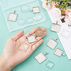 DIY Blanko-Set zur Herstellung quadratischer Kuppelanhänger DIY-SC0023-03