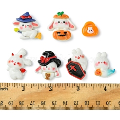 7 Stück 7 Stile Halloween opake Harz Decoden Cabochons CRES-FS0001-68
