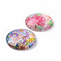 Halbrund / Kuppel Blumenbedruckte Glas Cabochons GGLA-A002-25mm-UU