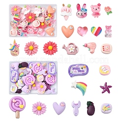 30 Stück 10 Stile undurchsichtige Harz-Decoden-Cabochons CRES-YW0002-16