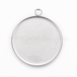 Anlaufgeschützte Cabochonfassungen für Anhänger aus Edelstahl 304 X-STAS-E146-18P-30mm