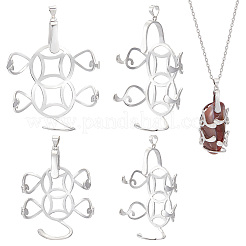 2 Stück 2 Stile rhodiniert 925 Sterling Silber 6 Krallen Zinken Anhänger Blanko Münzform Cabochon Fassungen FIND-GO0001-71