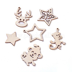 Weihnachtsthema ungefärbte Holzanhänger / Cabochons WOOD-I003-01