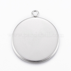 Anlaufgeschützte Cabochonfassungen für Anhänger aus Edelstahl 304 X-STAS-E146-18P-30mm