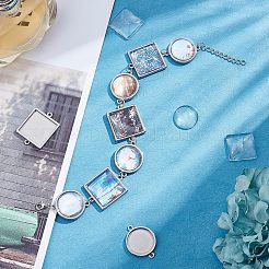 24 Stück Cabochon-Anschlussfassungen aus Edelstahl 304 STAS-UN0027-43