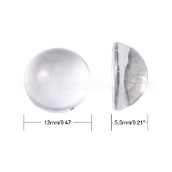 Transparent halbrund Glas Cabochons X-GGLA-R027-12mm