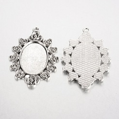 Rhombus 30x20 Edelstahl-Anhänger Strass-Cabochon Fassungen PALLOY-K109-04AS-RS