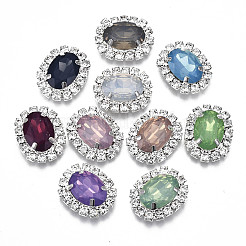 Harz-Strass-Cabochons mit Kristall-Strass- und Messingfunden RB-S066-22S