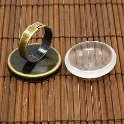 25mm transparent klar gewölbte Glas Cabochon Abdeckung für Messing Porträt Ringherstellung KK-X0016-NF