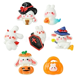 7 Stück 7 Stile Halloween opake Harz Decoden Cabochons CRES-FS0001-68