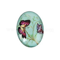 Schmetterling bedruckte Glas ovale Cabochons GGLA-N003-22x30-C