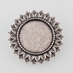 Antike Legierungblumenbrosche Cabochon Lünette Fassungen PALLOY-O038-21AS