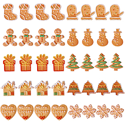 40 Stück 10 Stile Weihnachtsmotiv opake Harz Nachahmung Keks Decoden Cabochons RESI-CA0001-75