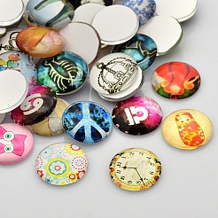 Gemischtes Muster Glas Cabochons GGLA-X0001-16mm