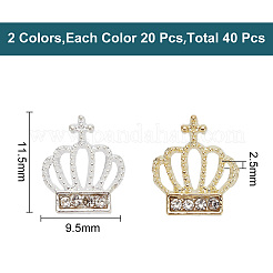 40 Stück 2 Farben Legierung Strass Cabochons MRMJ-GO0002-05