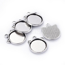 Kätzchenanhänger Cabochon-Fassungen im tibetischen Legierungskätzchen TIBEP-R358-01AS-NR