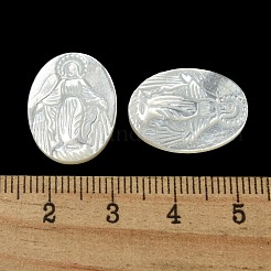 Geschnitzte natürliche weiße Muschel-Cabochons SSHEL-N038-08C-02