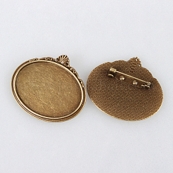 Weinlese Legierung  Broschennadeln cabochon lünette Fassungen X-PALLOY-N0085-08AB-NF