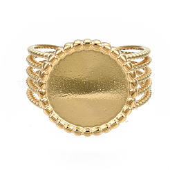 Offener Manschettenfingerring aus Edelstahl 304 mit Cabochon-Fassungen STAS-T060-06G