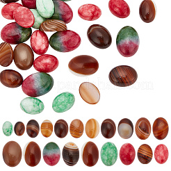 30 Stück 5 Stile natürliche gebänderte Achat- und Jade-Cabochons G-AR0005-17