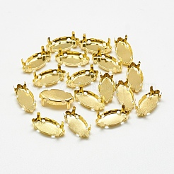 201 Edelstahl-Aufnähfassungen mit Krappenfassung STAS-T032-04G-5x10mm
