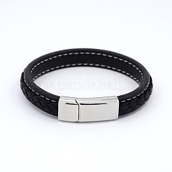 Unisex casual style geflochtenen Lederband Armbänder BJEW-F119-24