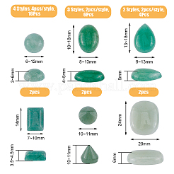 32 Stück 12 Stile natürliche grüne Aventurin-Cabochons G-FH0002-19